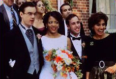Cast shot of wedding couple