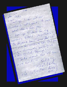 Handwritten letter from Frank Whaley